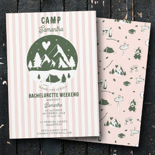 Camp Bachelorette Party Camping Bach Weekend Pink  Invitation