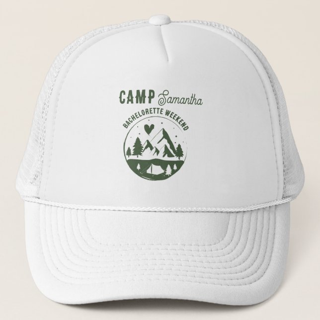 Camp Bachelorette Party Camping Bach Weekend Trucker Hat (Front)
