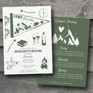 Camp Bachelorette Party Camping Weekend Itinerary  Invitation