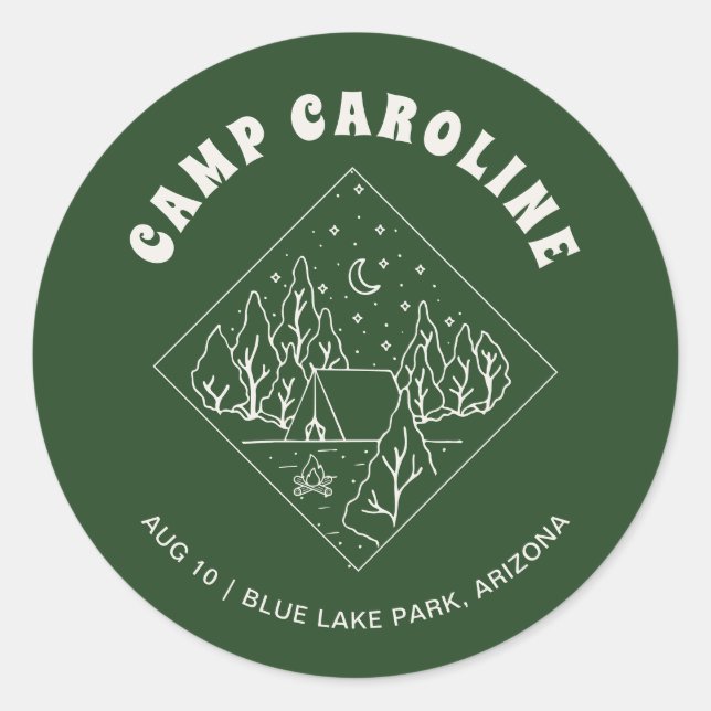 Camp Bachelorette Party Favour Classic Round Sticker (Front)