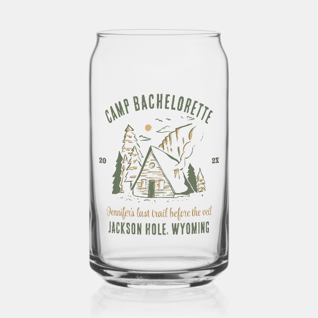 Camp Bachelorette Party Girls Camping Trip Custom Can Glass (Front)