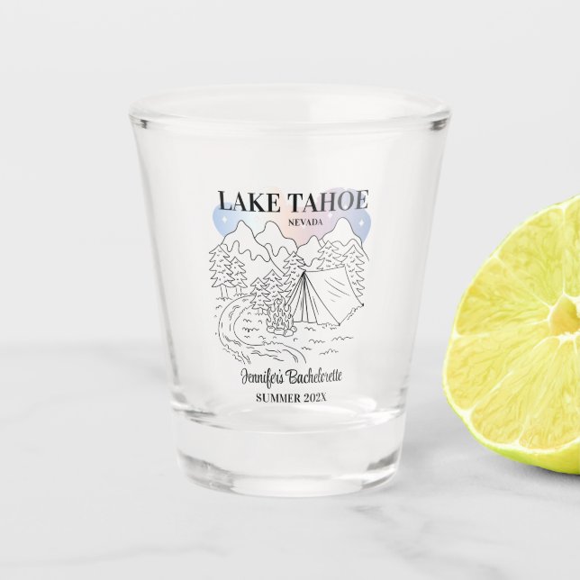 Camp Bachelorette Party Girls Trip Camping Custom Shot Glass (Front)