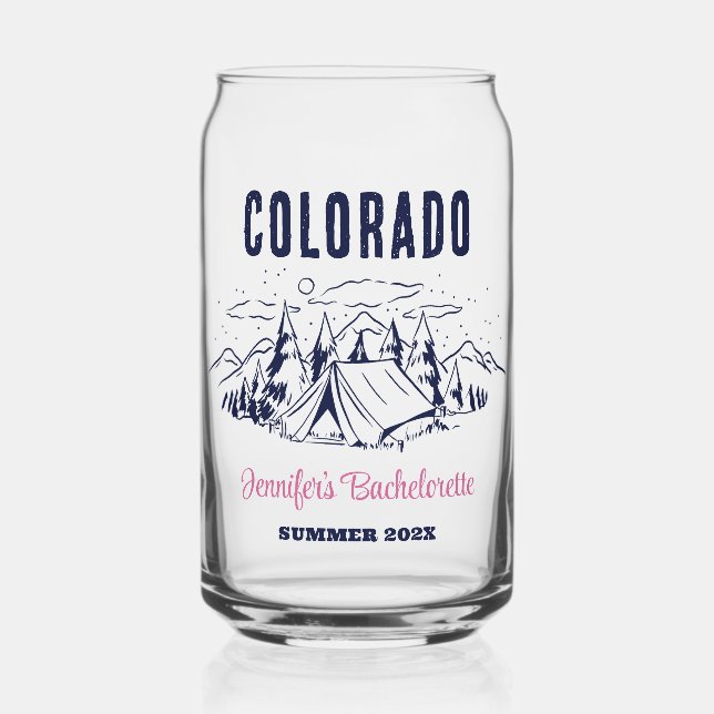 Camp Bachelorette Party Girls Trip Custom Camping Can Glass (Front)