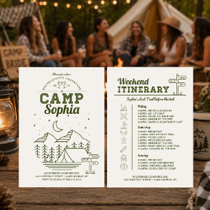 Camp Bachelorette Party Itinerary Camping Invitation
