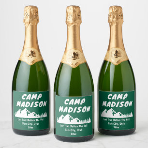 Camp Bachelorette Party Mountain Bridal Shower Sparkling Wine Label
