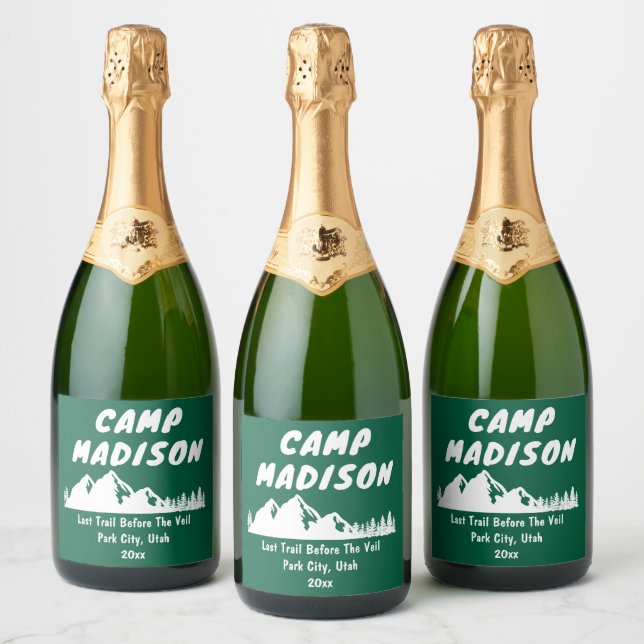 Camp Bachelorette Party Mountain Bridal Shower Sparkling Wine Label (Bottles)
