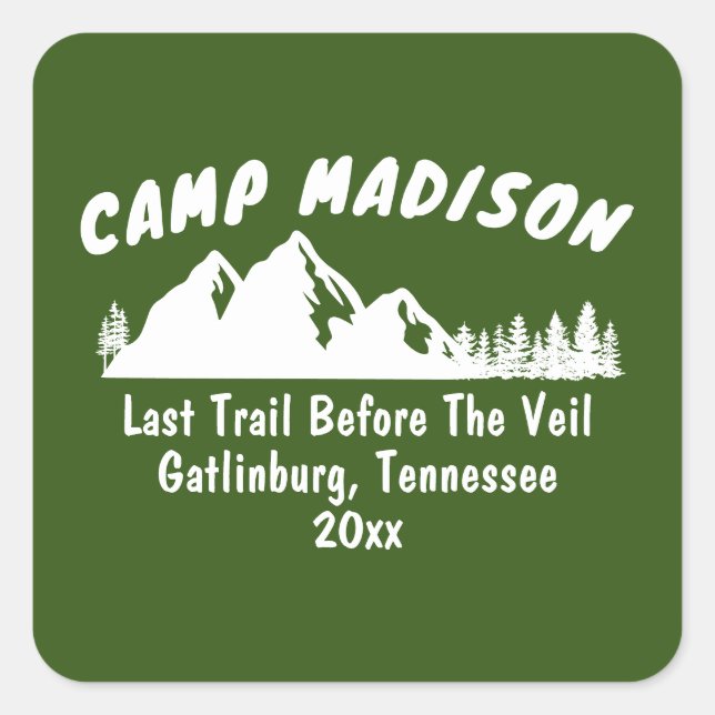 Camp Bachelorette Party Mountain Camping Bach Trip Square Sticker (Front)