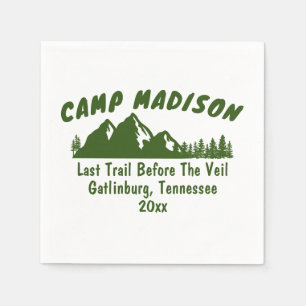 Camp Bachelorette Party Mountain Camping Ski Bach Napkin