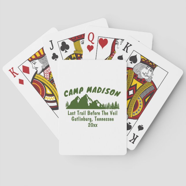 Camp Bachelorette Party Mountain Camping Ski Bach Playing Cards (Back)