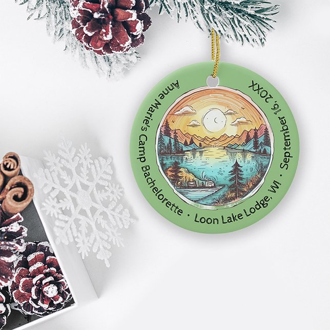 Camp Bachelorette Party Weekend Keepsake Ceramic Tree Decoration (Creator Uploaded)