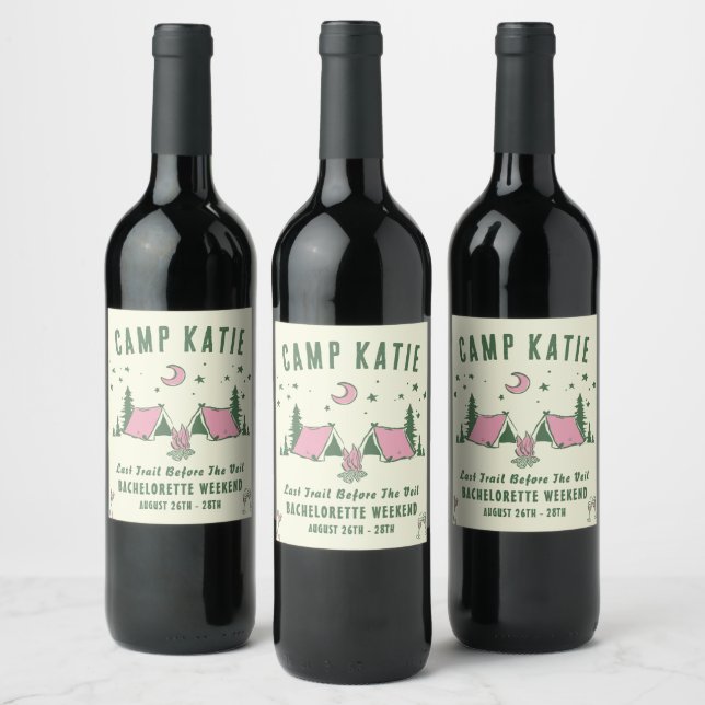 Camp Bachelorette Party Wine Label (Bottles)