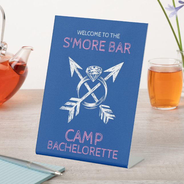 Camp Bachelorette Pedestal Sign (In SItu)