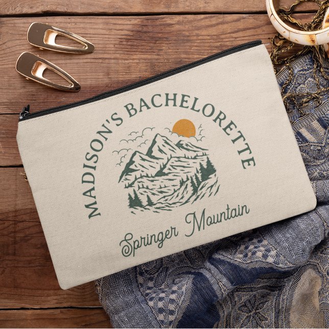 Camp Bachelorette Retro Mountain Custom Name  Accessory Pouch (Creator Uploaded)