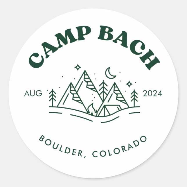 Camp Bachelorette Round Sticker (Front)