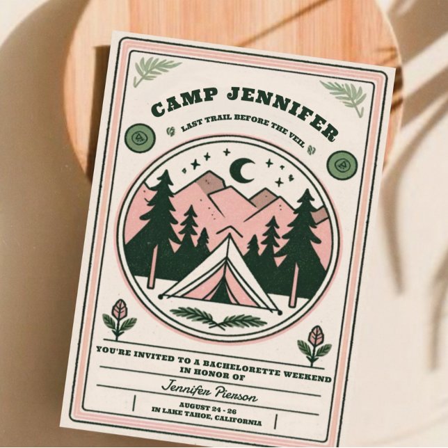 Camp Bachelorette Rustic Woodsy Mountain  Invitation (Creator Uploaded)