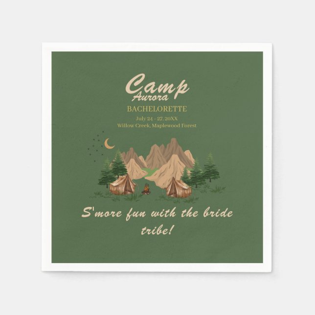 Camp Bachelorette Weekend Adventure Napkin (Front)