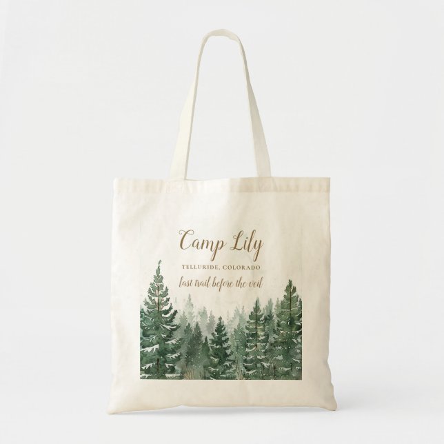 Camp Bachelorette Woodland Forest Weekend Party Tote Bag (Front)