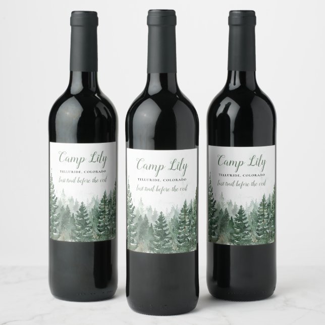 Camp Bachelorette Woodland Forest Weekend Party Wine Label (Bottles)
