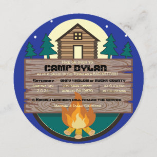 CAMP Bat Mitzvah Bar Mitzvah ROUND Invitation