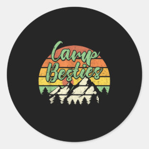 Camp Besties Outdoor Sunset Best Friend Matching C Classic Round Sticker