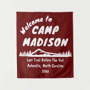 Camp Bridal Shower Bach Mountain Burgundy Red Prop Tapestry