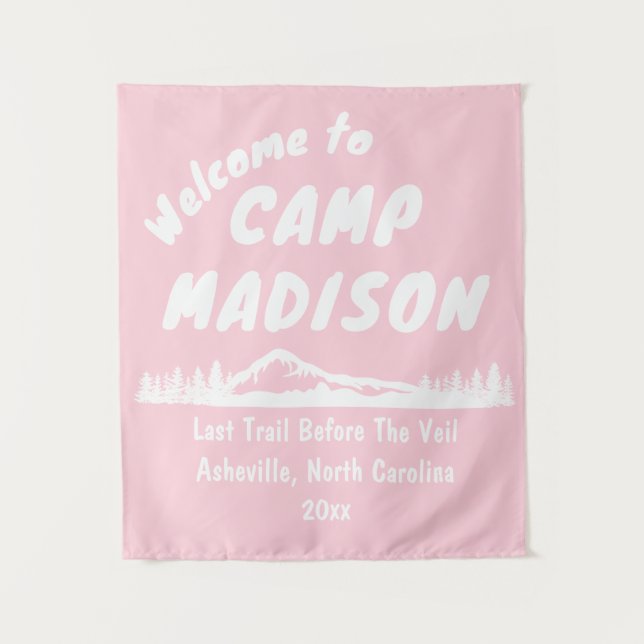 Camp Bridal Shower Bach Mountain Light Pink Prop Tapestry (Front)