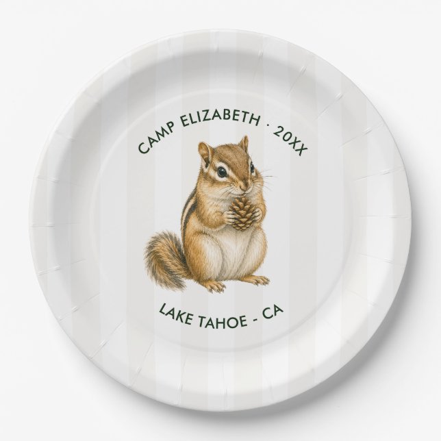 Camp Bride Chipmunk Personalised Bachelorette Paper Plate (Front)