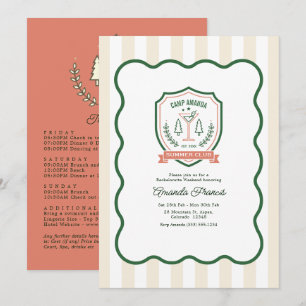 Camp Bride Summer Club Preppy Bachelorette Weekend Invitation