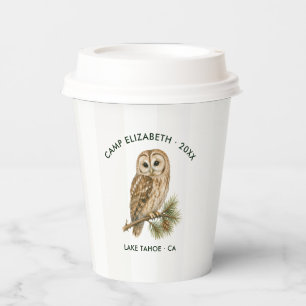 Camp Bride Woodland Owl Personalised Bachelorette Paper Cups