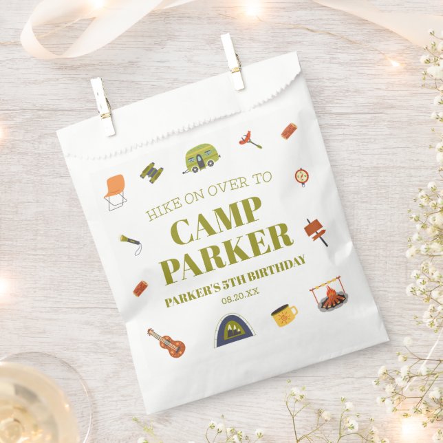 Camp Camping Camper Birthday Party Favour Bags (Clipped)