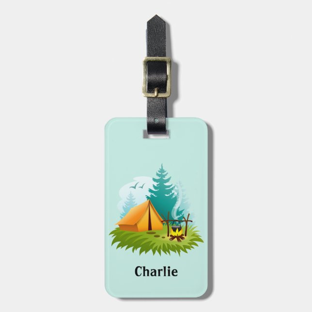 Camp Camping Design Luggage Tags (Front Vertical)
