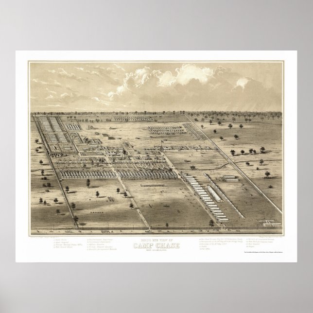 Camp Chase, OH Panoramic Map - ca. 1863 Poster (Front)