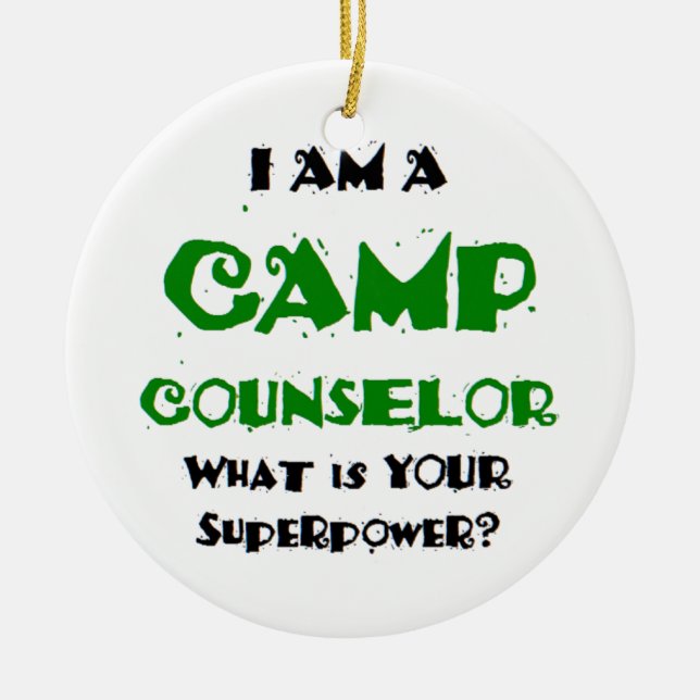 camp counsellor ceramic tree decoration (Front)