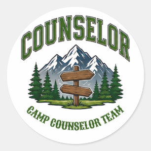 🌲 Camp Counsellor Team Typography 👕 Classic Round Sticker