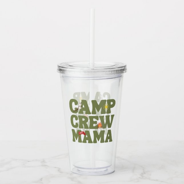 Camp Crew Mama Kids Birthday Acrylic Tumbler (Front)