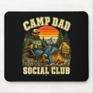 Camp dad social club vintage camping adventure mouse mat
