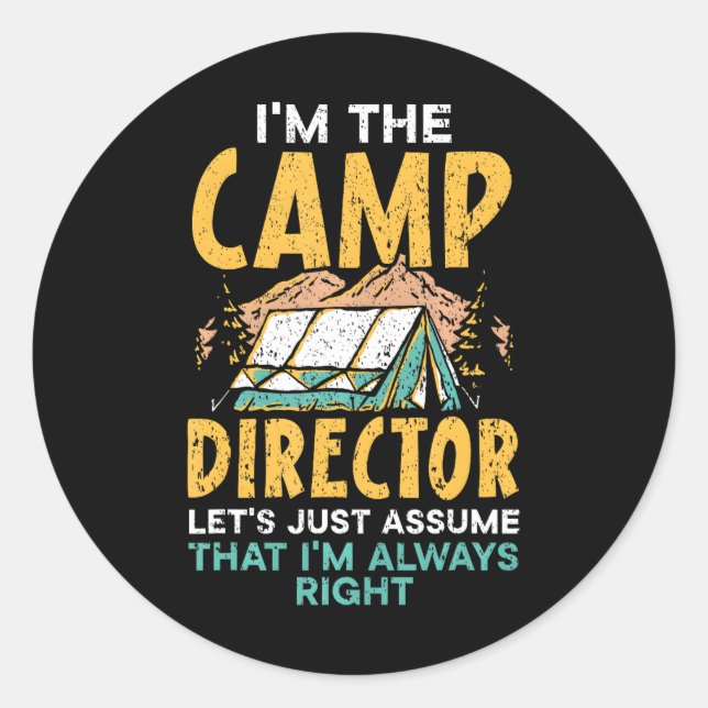 Camp Director Camping Squad Outdoor Campfire Classic Round Sticker (Front)