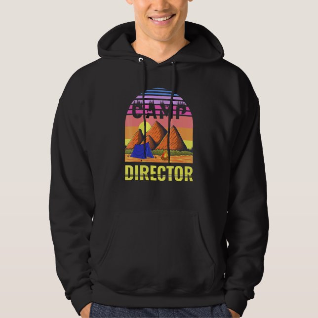 Camp Director Sunset Summer Camping Campground Lea Hoodie (Front)