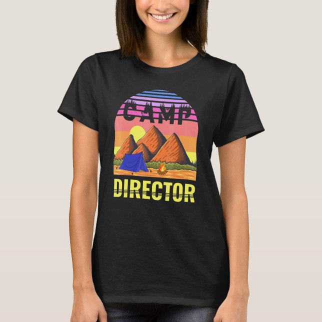 Camp Director Sunset Summer Camping Campground Lea T-Shirt (Front)
