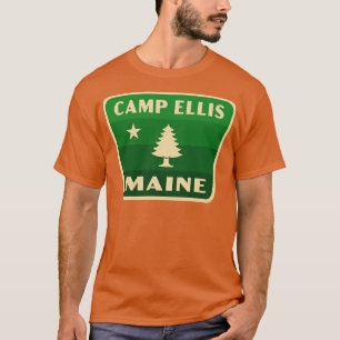 Camp Ellis Maine Retro Pine Tree Badge Green T-Shirt