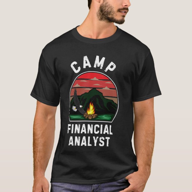 Camp Financial Analyst Retro Summer Camper Staff C T-Shirt (Front)