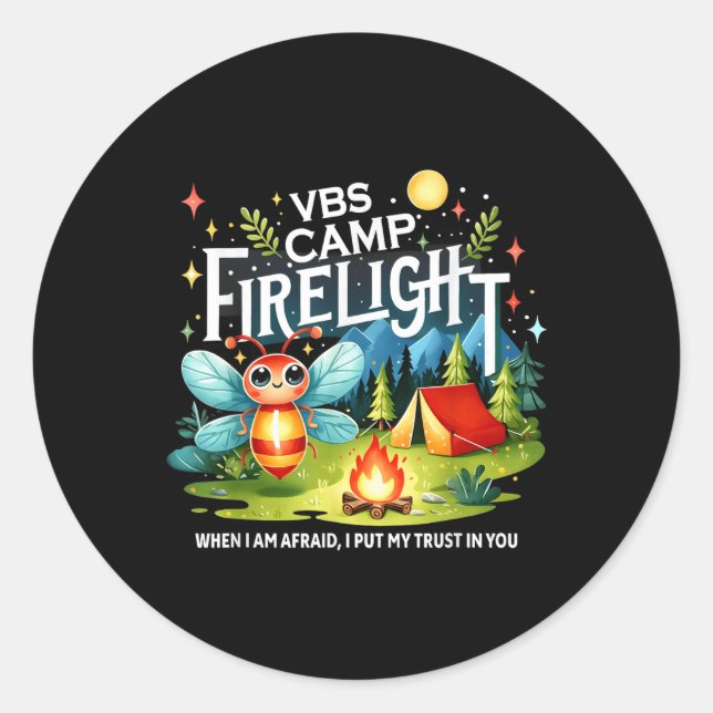 Camp Firelight Vbs Camp Vacation Bible School Fire Classic Round Sticker (Front)