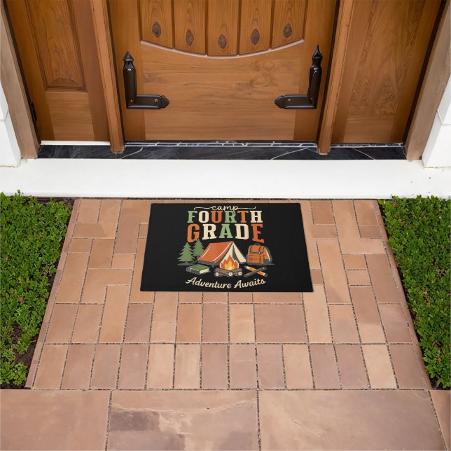 Camp Fourth Grade Adventure Awaits 4th Grade Doormat (Outdoor)