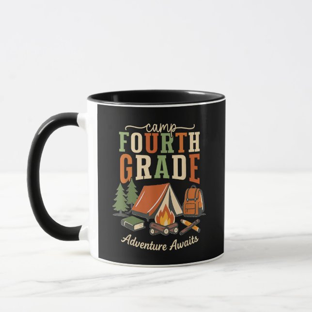 Camp Fourth Grade Adventure Awaits 4th Grade Mug (Left)