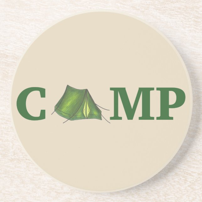 CAMP Green Camping Outdoor Tent Hiking Summer Camp Coaster (Front)