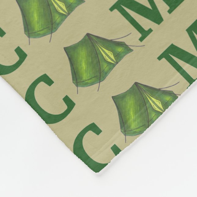 CAMP Green Tent Summer Camping Hiking Outdoors Fleece Blanket (Corner)