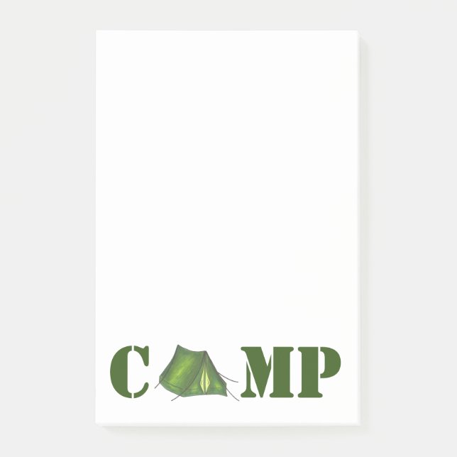 CAMP Green Tent Summer Camping Hiking Post Its Post-it Notes (Front)