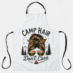 Camp Hair Don't Care Messy Bun Funny Apron