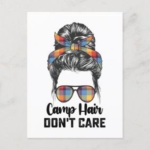 Camp Hair Don't Care Messy Bun Invitation Postcard