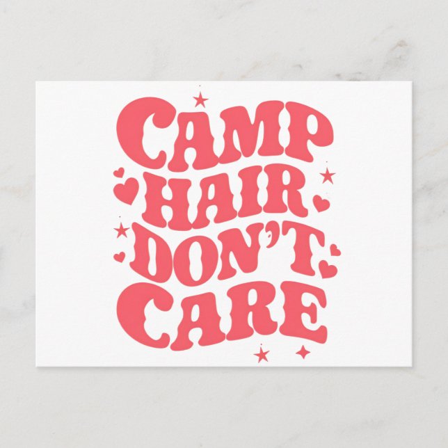Camp Hair Don't Care Summer Camping Girls Groovy Postcard (Front)